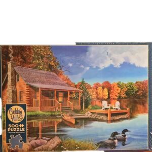 Cobble Hill Loon Lake 500 Piece Jigsaw Puzzle Cabin Landscape Age 12+ Random Cut